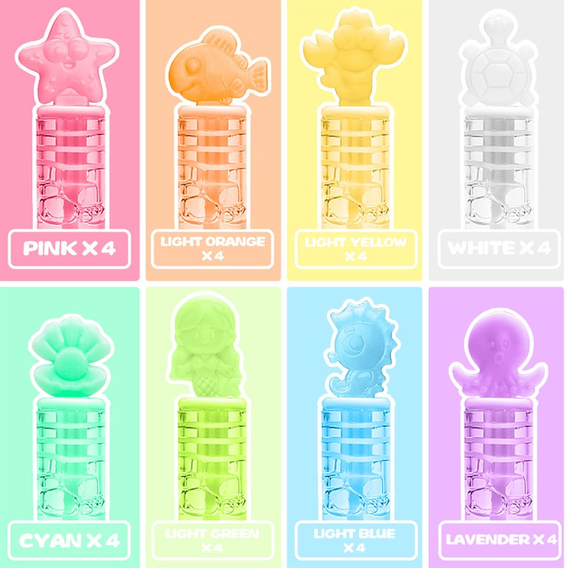 Cawiew 32 Pcs Mermaid Bubbles for Kids with Display Box  8 Color Mini Pastel Bubble Wand for Mermaid Birthday Decorations  Ocean Party Favors  Goody Bag Stuffer  Under The Sea Animal Gift for Girls Toddlers - Image 4